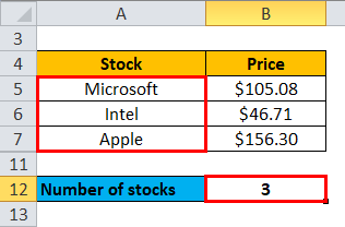 number of stocks 2