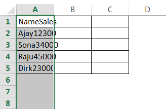 Separate text in Excel example 2.2