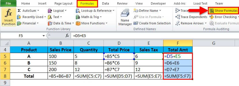 How To Show Formula In Excel Sheet