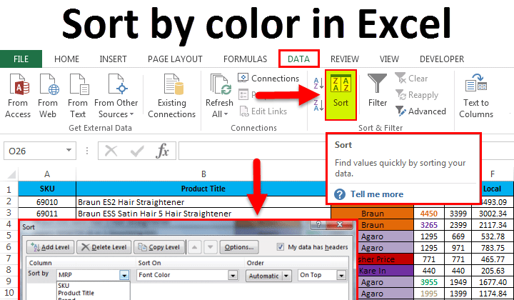 Sort by color in exel