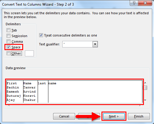 excel split cells crosstab