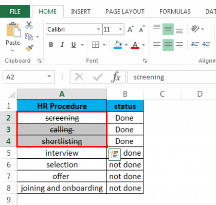 how to do strikethrough in excel