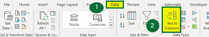Where is Text to Columns in Excel