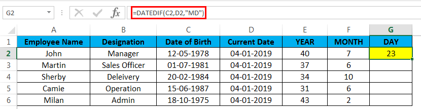 Calculate deals an age