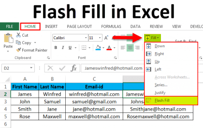 Flash Fill in Excel (Examples) | How to apply Flash Fill