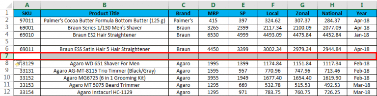 excel shortcut keys insert row