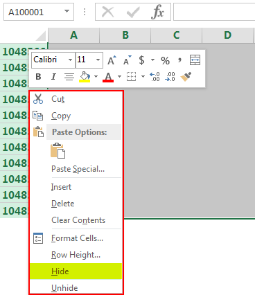 row excel limit step 2
