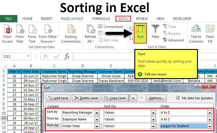 sorting in excel examples how to do data sorting