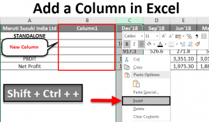 how to add columns in excel