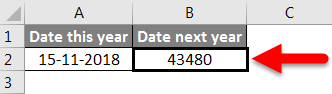 Adding Months to Dates in Excel example 1-2