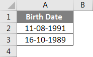 Adding Months to Dates in Excel example 3-1