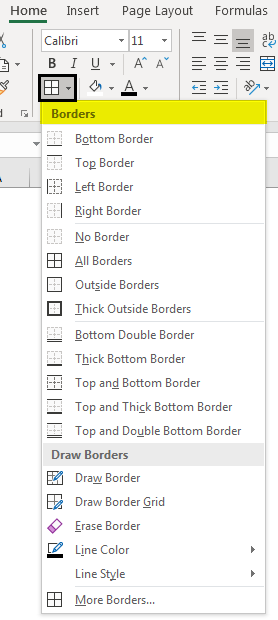 add border to text in excel