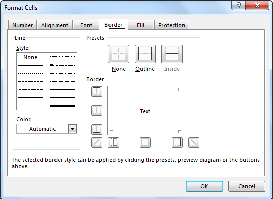 font size must be between 1 and 409 excel borders