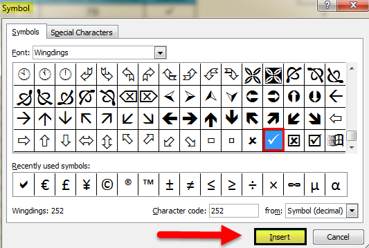 CheckMark in Excel (Examples)  How to insert checkmark symbol?