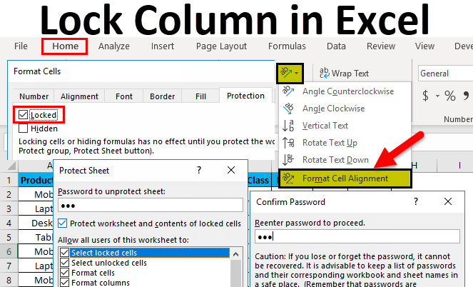 Column Lock in Excel