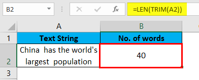 (Count Words in Excel) Example 1-5