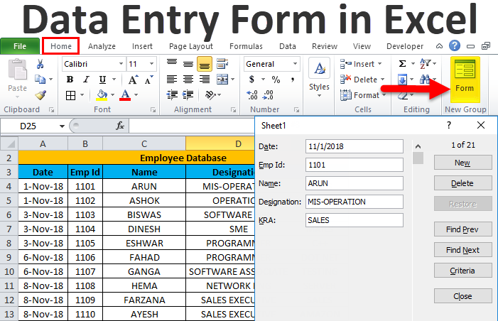What are some examples of data entry