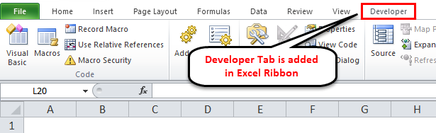 how to get developer tab in excel