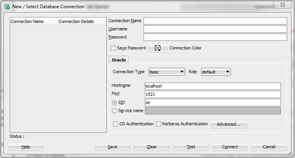 SQL Developer Dialog Box 