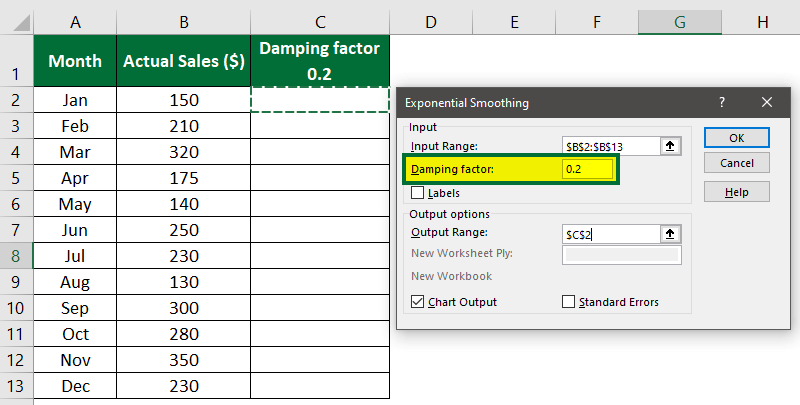 Exponential Smoothing in Excel-Eg 2.1