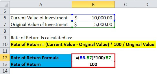 rate of return formula-Example 1