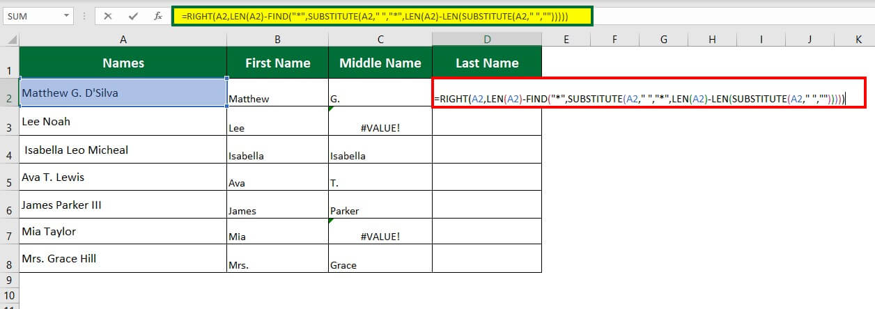 Split Cell in Excel-Example 6 Solution Step 6