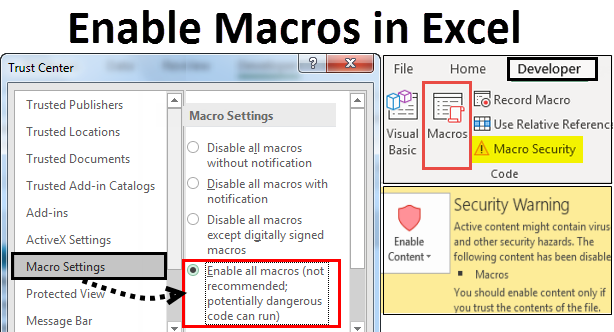 enable macros excel 2017