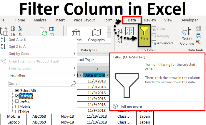 Filter Column In Excel Example How To Filter A Column In Excel