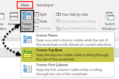 freeze top rows in excel