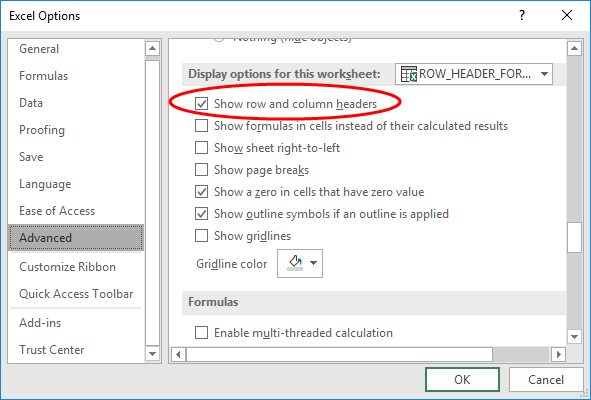 header for excel spreadsheet