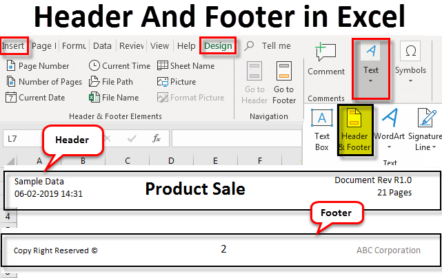 Header and Footer in excel