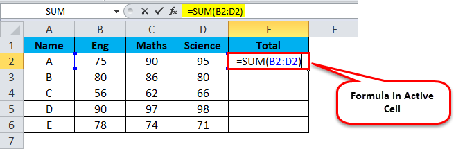 SUM formula in MS-Excel 1-1