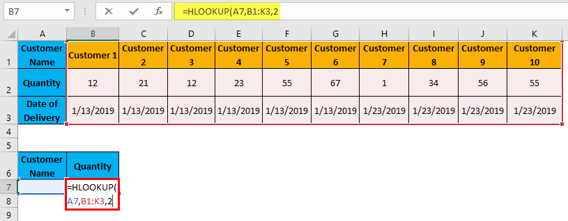 Hlookup Example 1-6