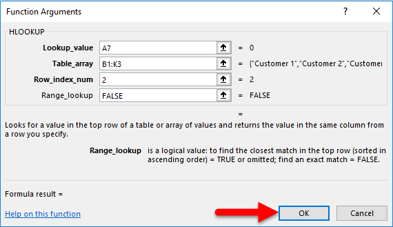 Hlookup Example 2-3