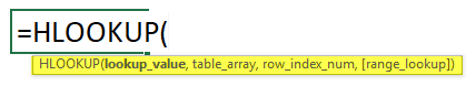 Hlookup Formula