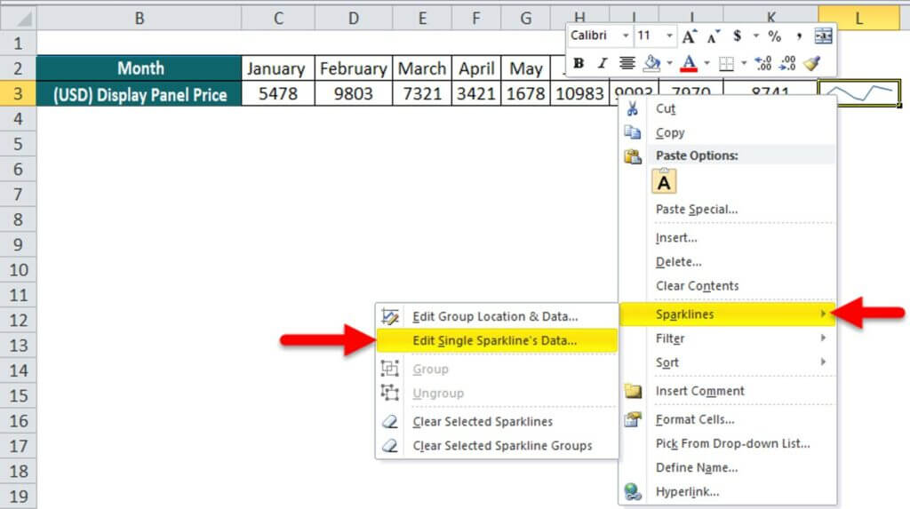 Create Line, Column, Win-Loss Sparklines in Excel | Overview | Examples