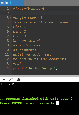 Multiple line comment in Perl