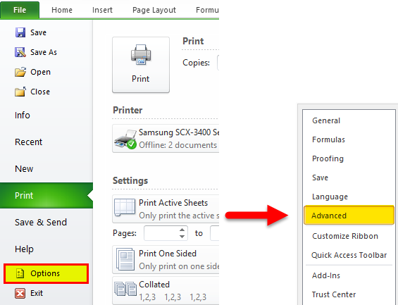 Print Gridlines in Excel example 1-10