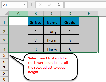 Row Height in Excel 1-3