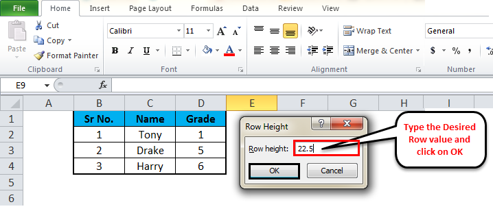 adjust row height word