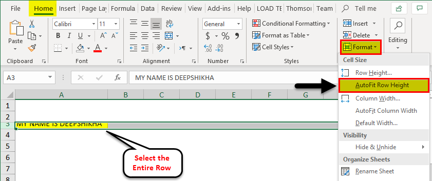 excel row height fit text