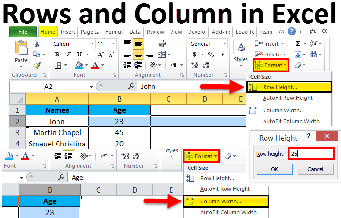 Rows and Column Example 3-4