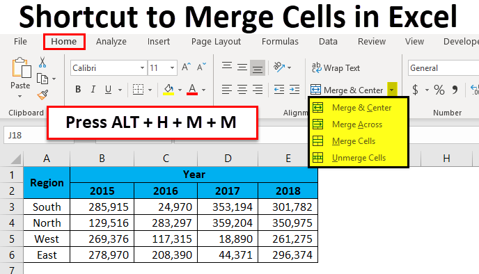 Shortcut to Merge Cells in Excel (Examples) | How To Use Shotcut ...