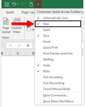 Toolbar in Excel(will be added to the toolbar)