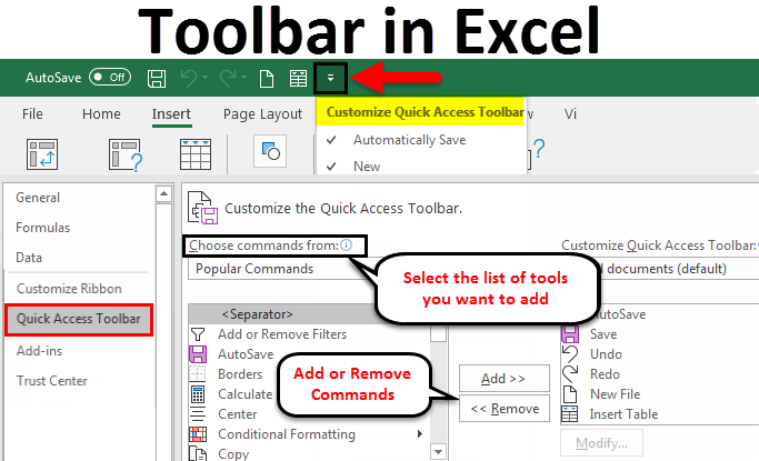 missing toolbar on excel