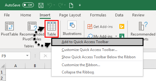 Toolbar in Excel example 5-1