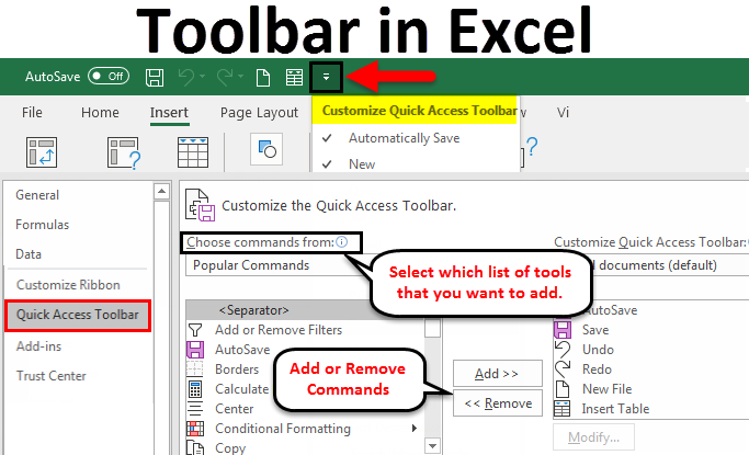 excel 2016 quick access toolbar