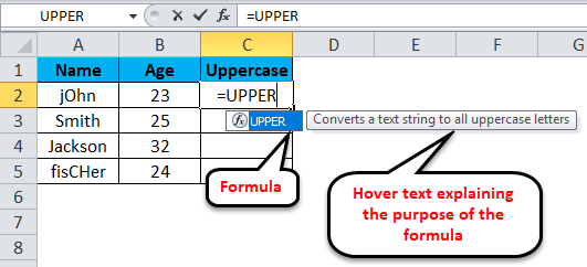 make all text uppercase excel