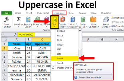 Lowercase Letter To Uppercase In Excel