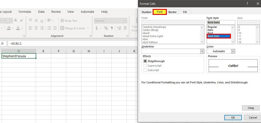 Shortcut to Merge Cells in Excel -Using conditional formatting-4